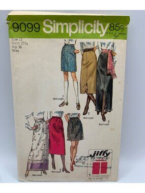 Simplicity Misses Skirt Sewing Pattern Size12 9099 Uncut 1970s